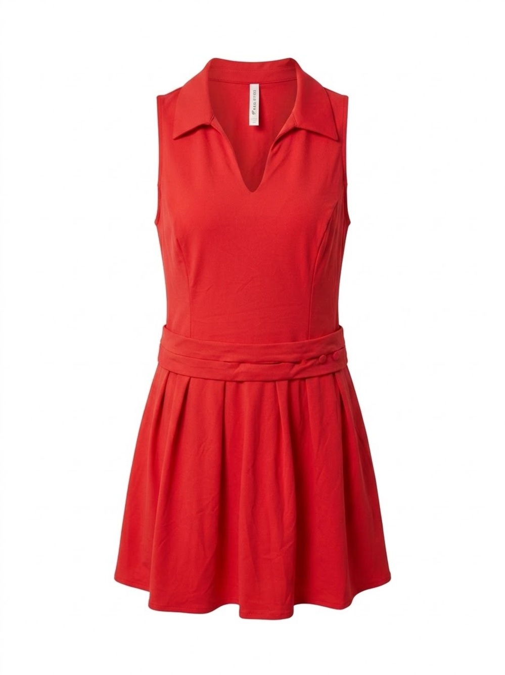 HALARA Red Sleeveless Collared Skater Dress